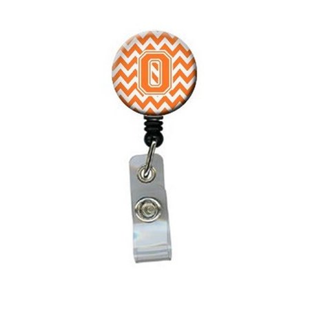 CAROLINES TREASURES Letter O Chevron Orange and White Retractable Badge Reel CJ1046-OBR